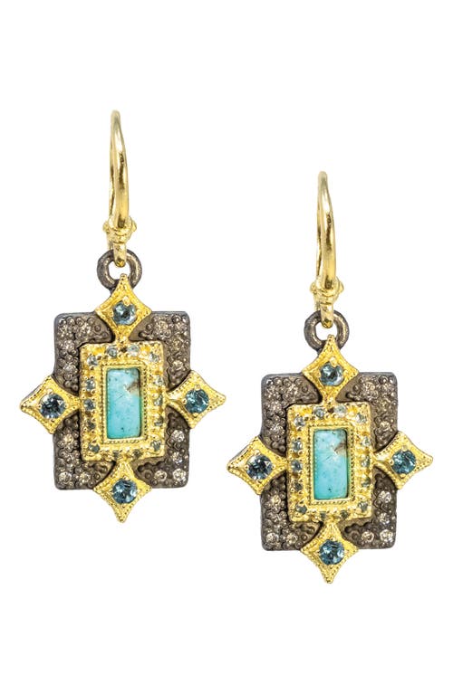ARMENTA ARMENTA TURQUOISE & LONDON BLUE TOPAZ CRIVELLI DROP EARRINGS