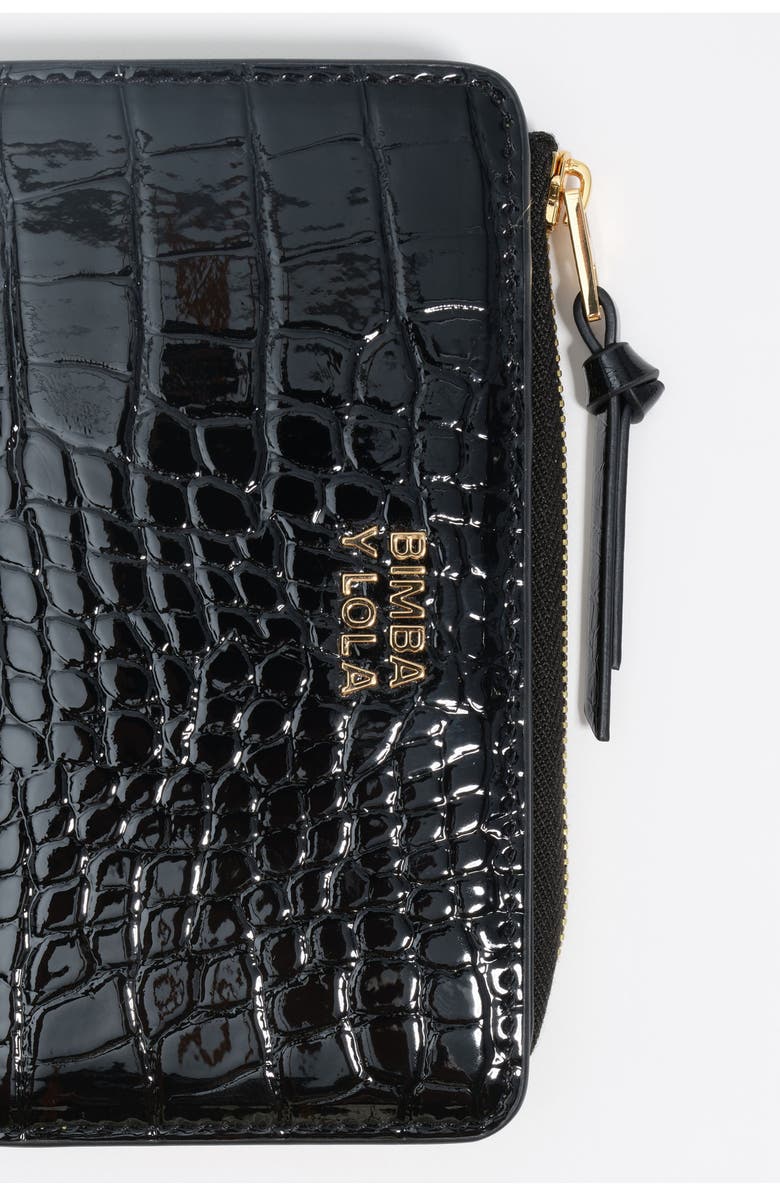 Bimba y Lola Shiny Bright Textured Purse, Alternate, color, Black