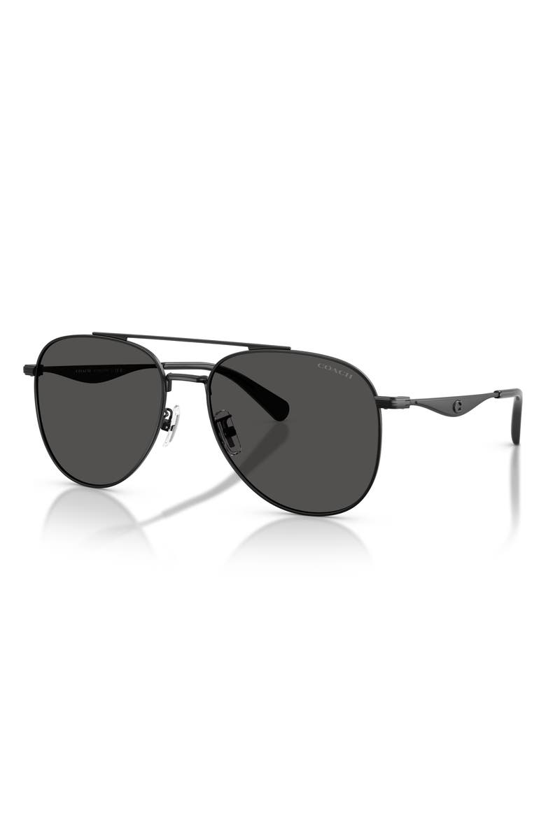 COACH 58mm Pilot Sunglasses, Alternate, color, Satin Black / Grey Solid
