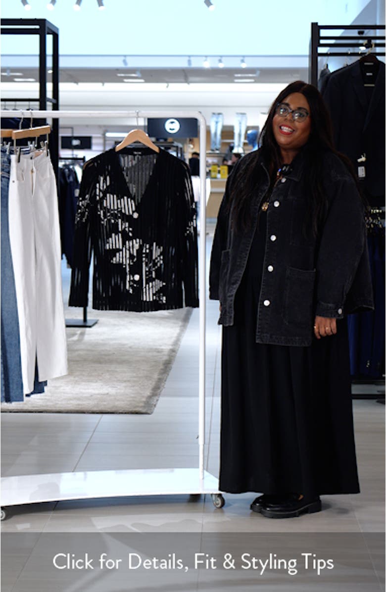 Abstract Print Sheer Stripe Cardigan, sales video thumbnail