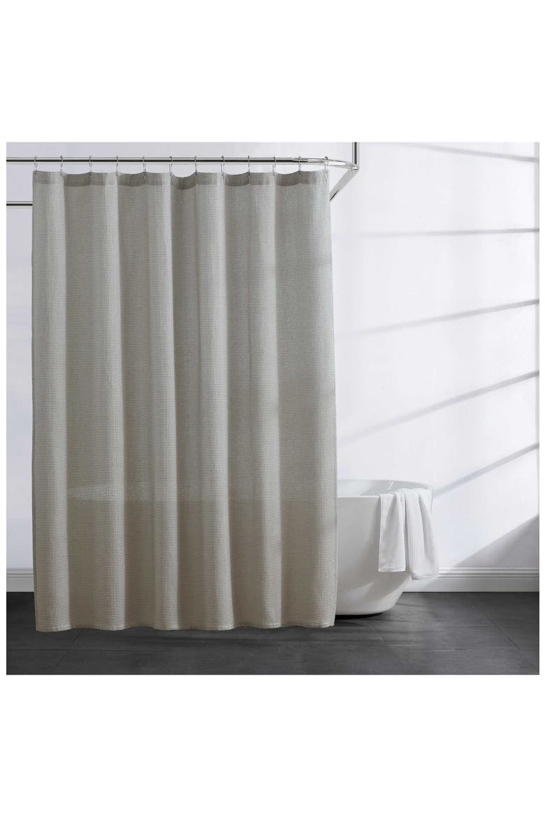 Waffle Textured Shower Curtain, Alternate, color, LT-PASTEL GREY