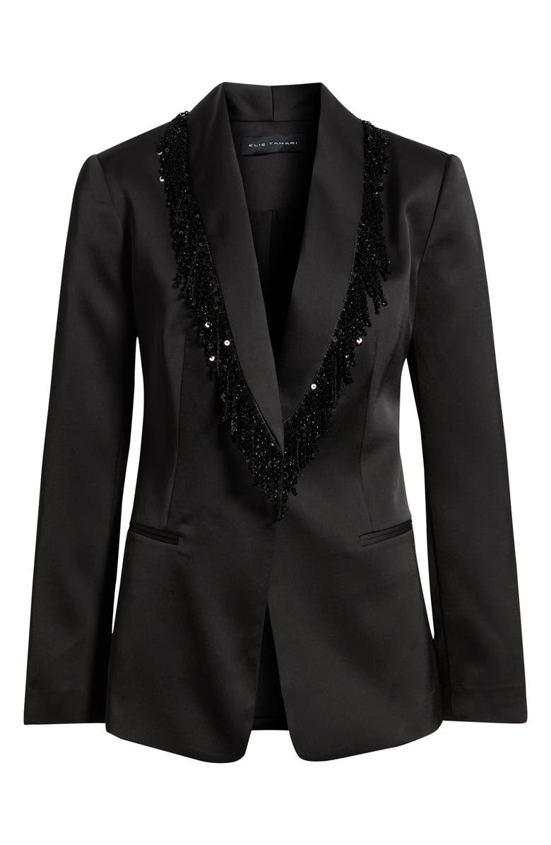 Elie Tahari The Gina Sequin Fringe Blazer, Alternate, color, Noir