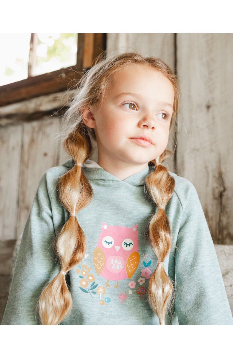 Deux par Deux Hooded Tunic with Owl, Alternate, color, Sage Green