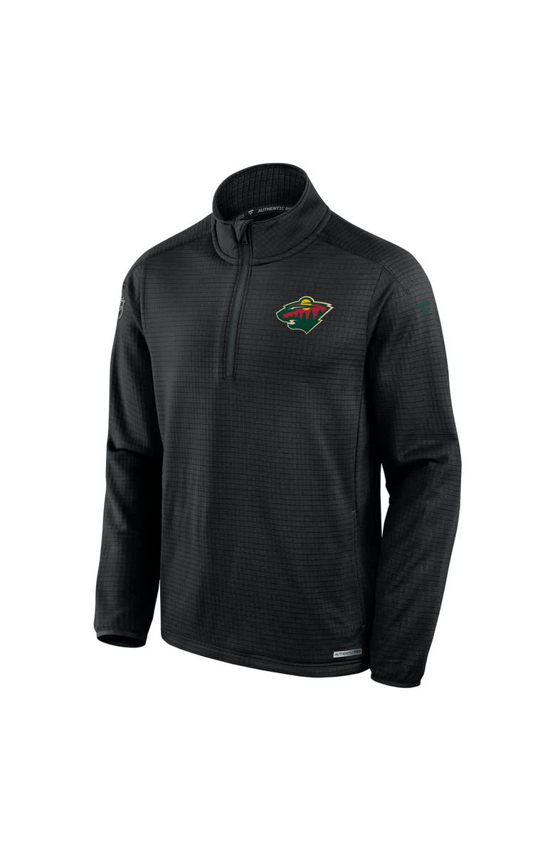 FANATICS Men's Fanatics Black Minnesota Wild Authentic Pro Rink Quarter-Zip Jacket, Alternate, color,