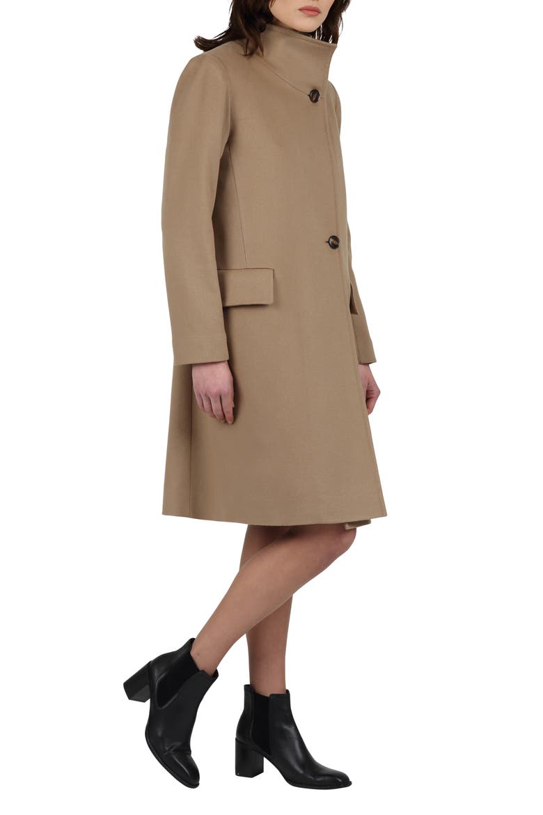 Presley Stand Collar Cashmere Coat, Alternate, color, CAMEL