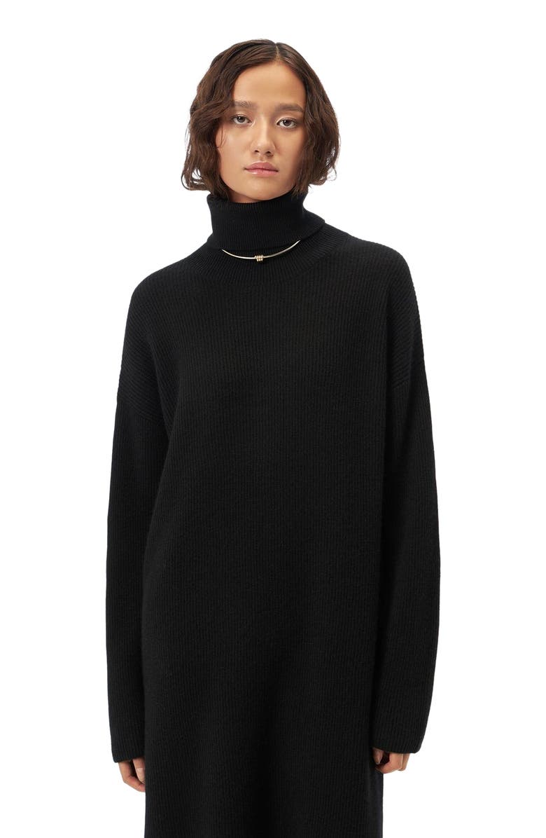GOBI Mongolian Cashmere Cashmere Turtleneck Dress, Alternate, color, Black