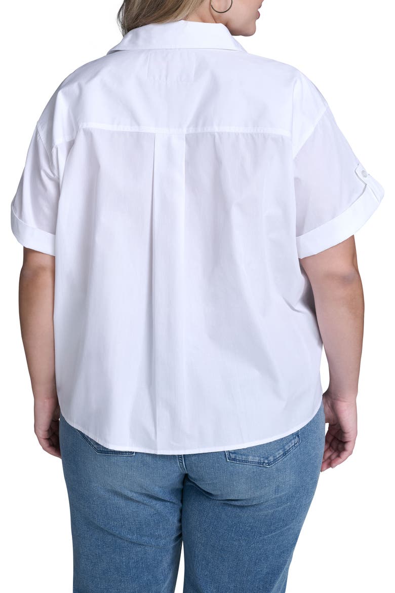 Floral Placement Cotton Poplin Button-Up Shirt, Alternate, color, WHITE