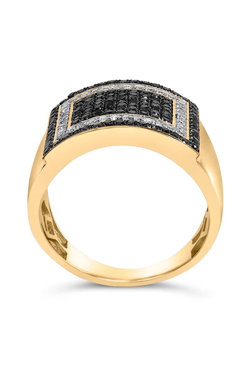 Men's 10K Yellow Gold 1 1/4 ctw White and Black Diamond Geometric Ring, Alternate, color, Yellow Gold