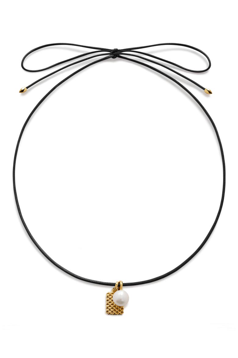 Heirloom Cultured Freshwater Pearl & Charm Cord Necklace, Main, color, 18CT GOLD VERMEIL / PEARL