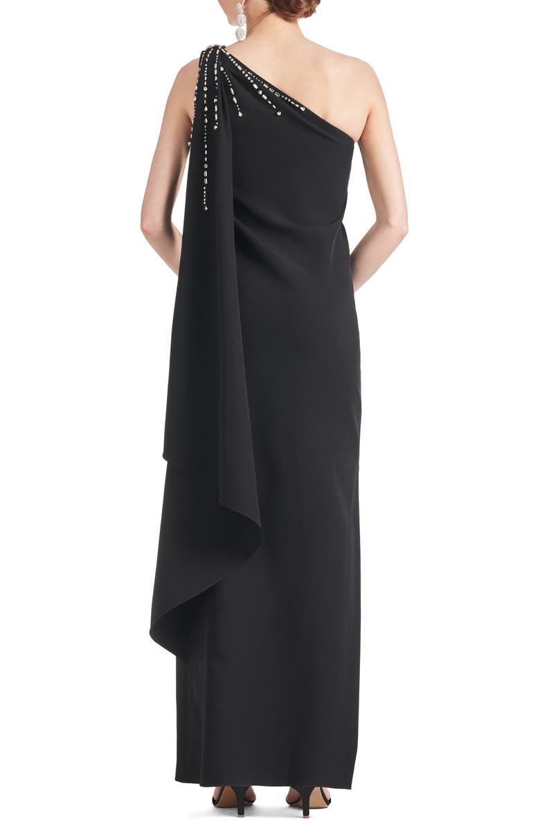 Sachin & Babi Leslie Beaded Drape One-Shoulder Crepe Gown, Alternate, color, 