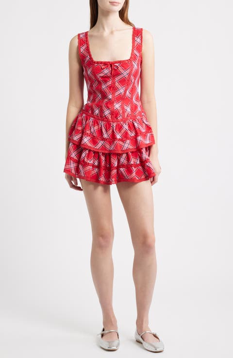 Torres Metallic Plaid Cotton Blend Minidress