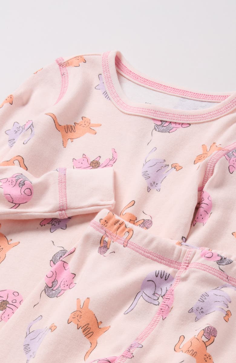 Nordstrom Kids' Print Fitted Cotton Two-Piece Pajama Set, Alternate, color, Pink Kittens Play