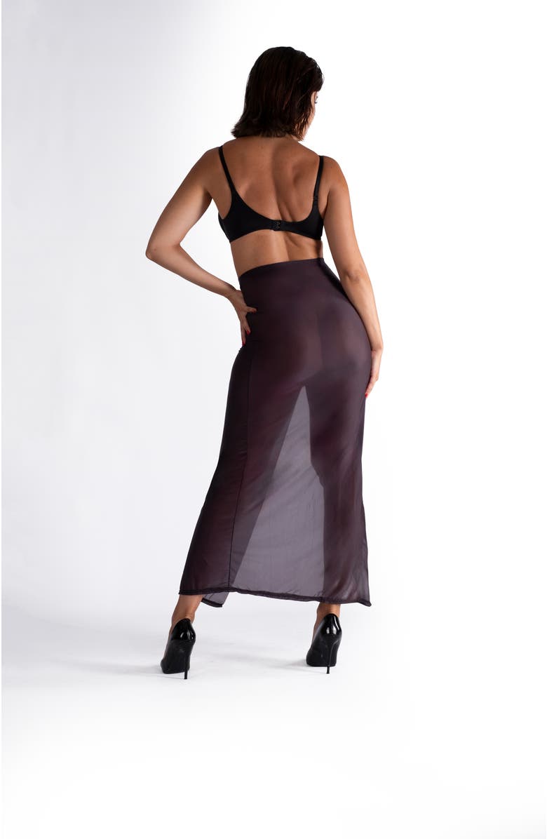 LECHERY<sup>®</sup> Lustrous Sheer High-waisted Maxi Skirt With Side Slit, Alternate, color, Black