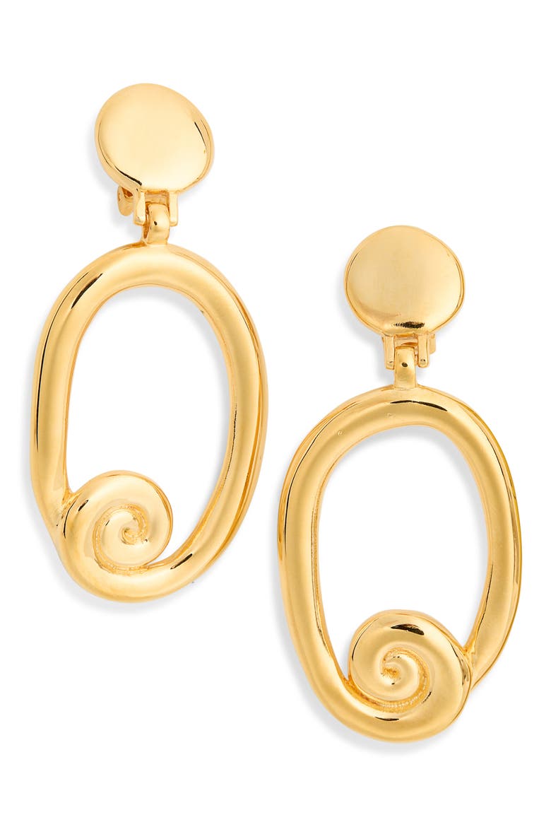 Swirl Circle Drop Earrings, Main, color, POLISHED GOLD
