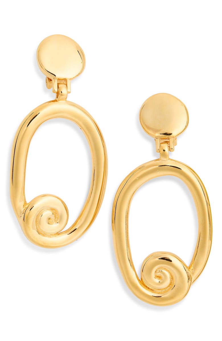 Kenneth Jay Lane Swirl Circle Drop Earrings, Main, color, Polished Gold