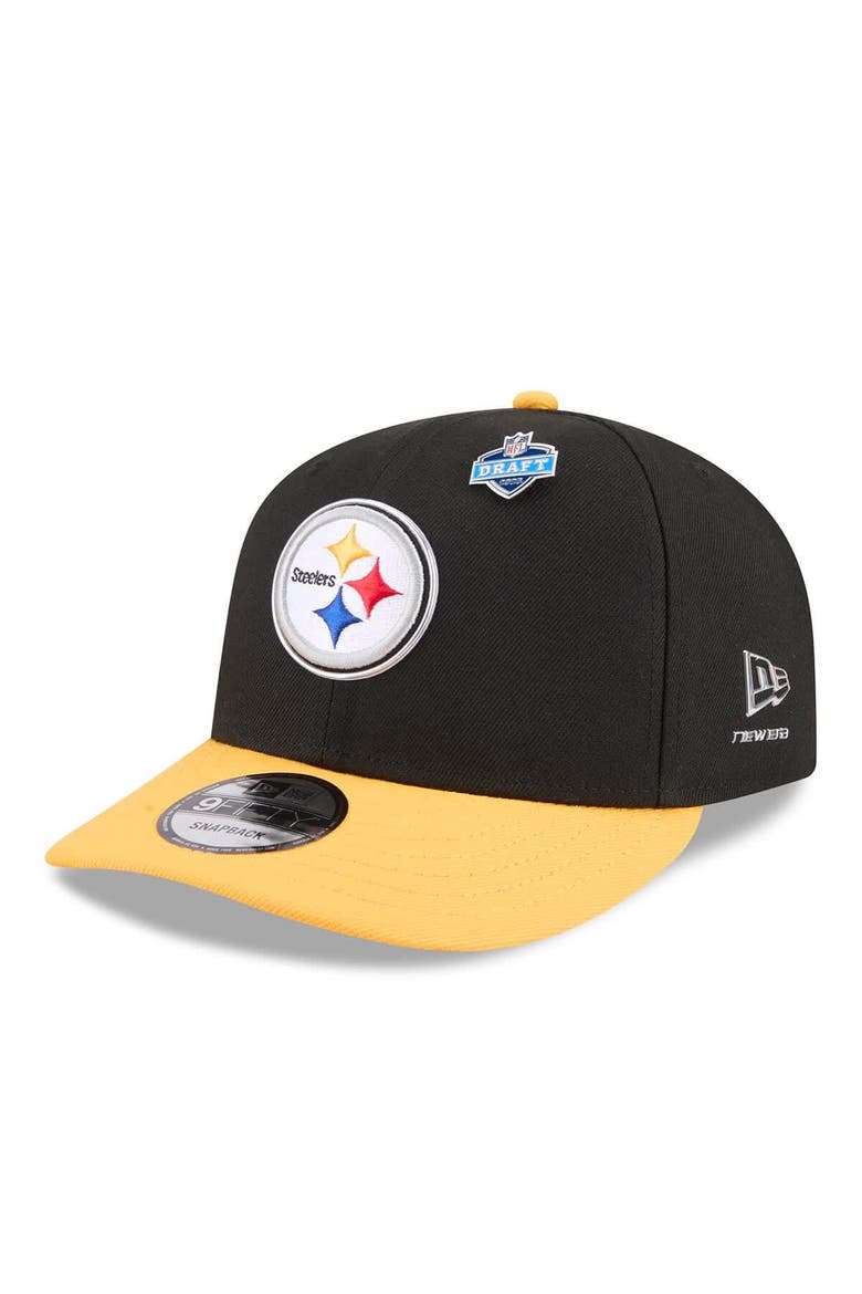 Men's New Era  Black/Gold Pittsburgh Steelers 2026 NFL Draft On Stage Pre-Curved 9FIFTY Snapback Hat, Main, color, Black