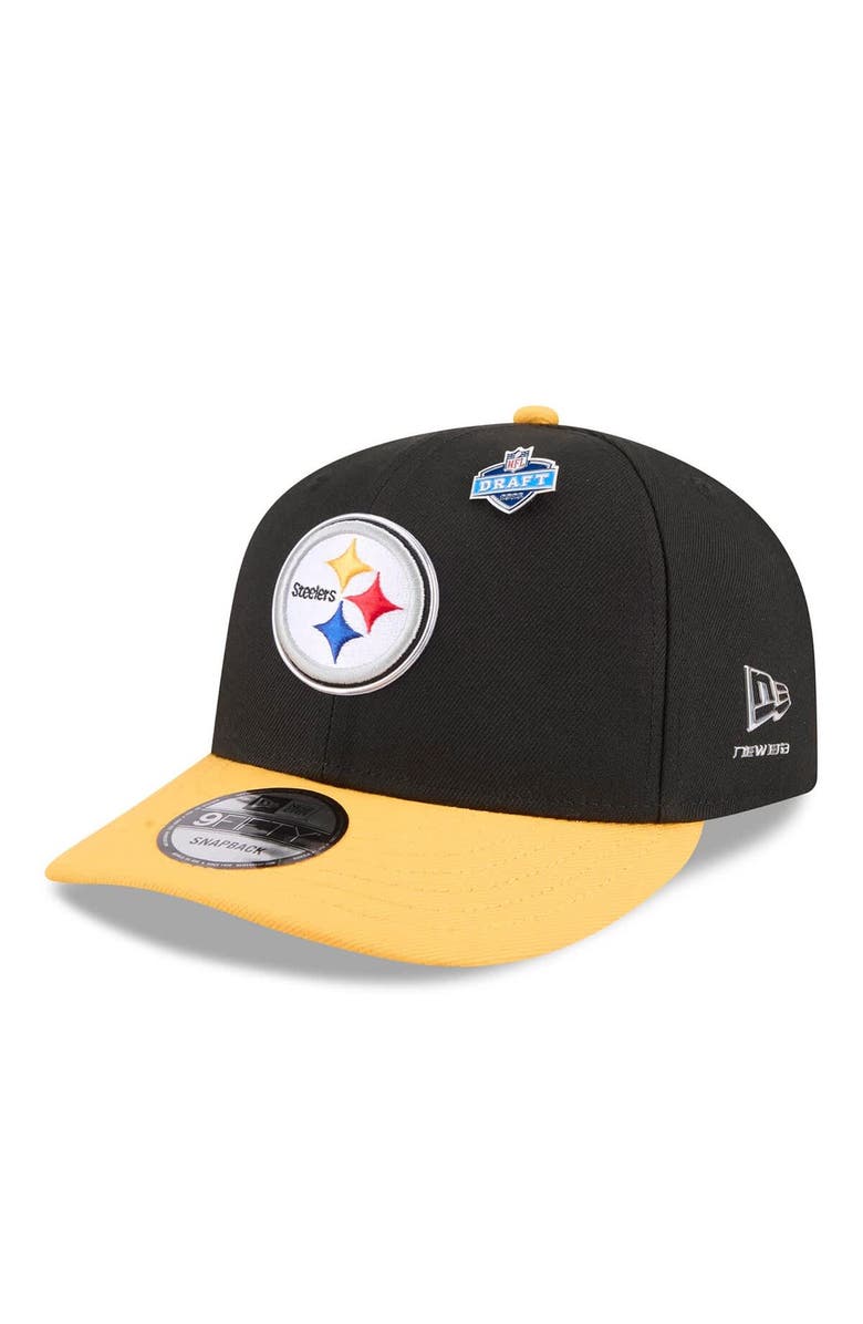 New Era Men's New Era  Black/Gold Pittsburgh Steelers 2026 NFL Draft On Stage Pre-Curved 9FIFTY Snapback Hat, Main, color, Black