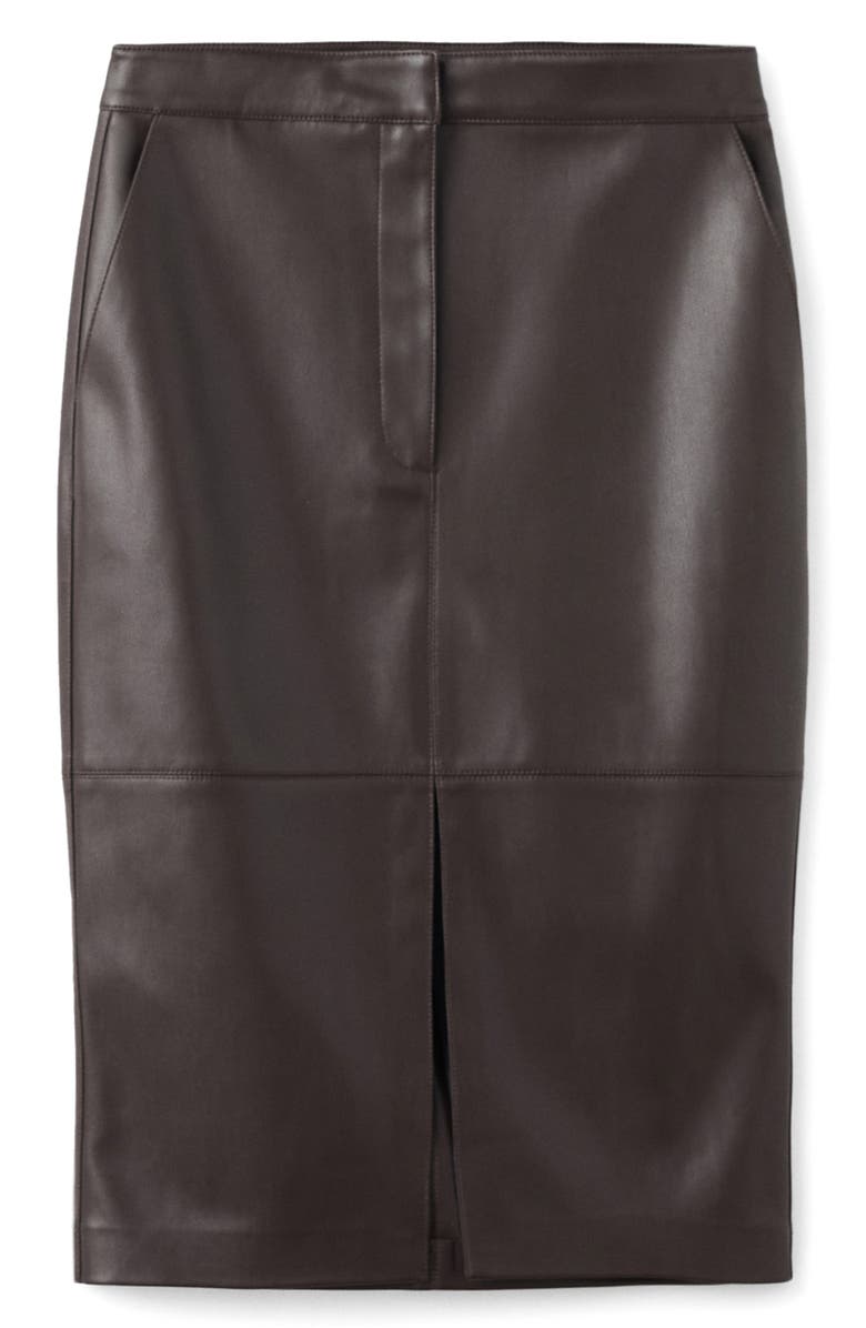 MANGO Faux Leather Pencil Skirt, Alternate, color, Chocolate