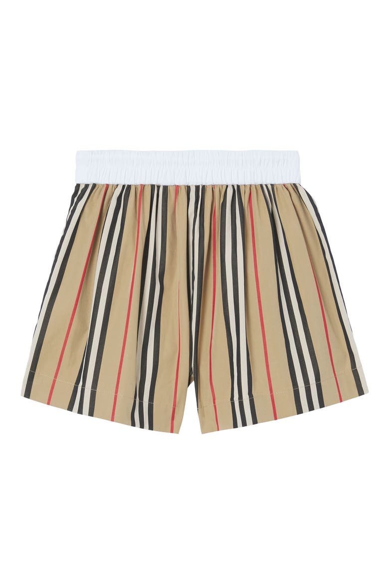 Kids' Sybil Icon Stripe Cotton Shorts, Alternate, color, ARCHIVE BEIGE IP S