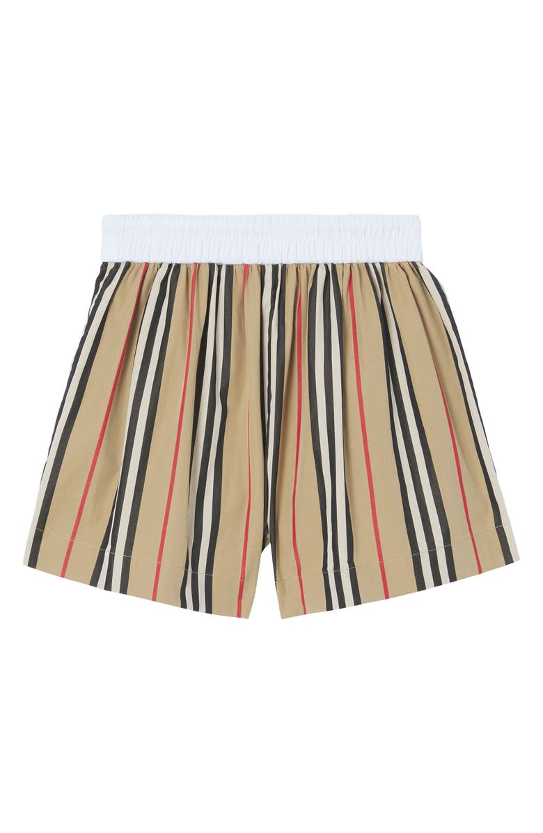 Burberry Kids' Sybil Icon Stripe Cotton Shorts, Alternate, color, 