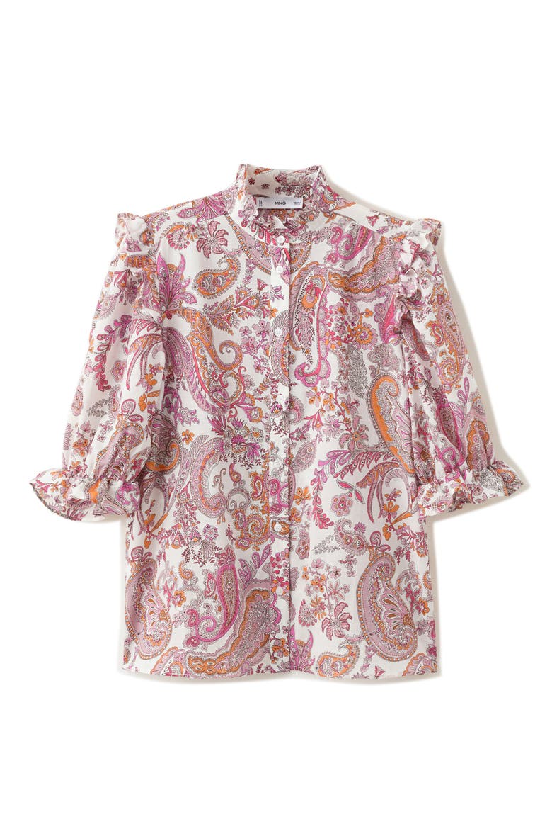 Paisley Printed Ruffled Top, Alternate, color, OFF WHITE