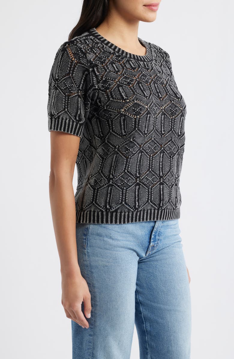 CITY BLUES Open Stitch Short Sleeve Sweater, Alternate, color, 