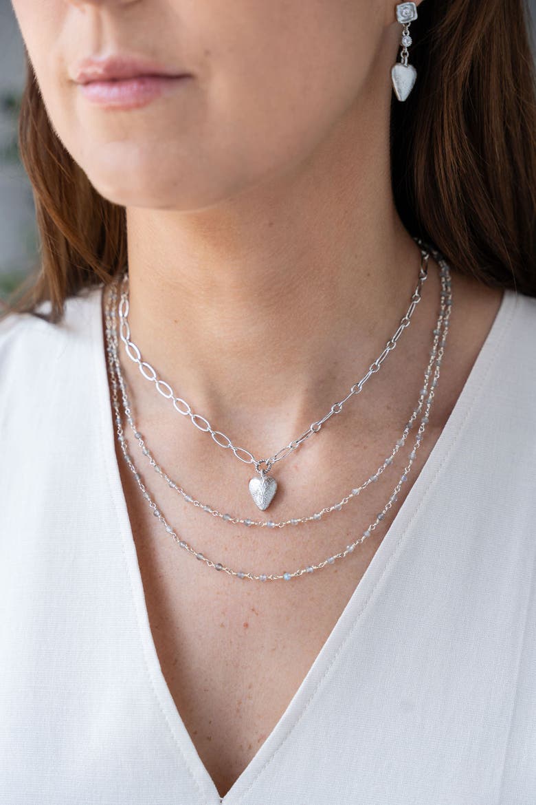 Silver Delicate Heart Necklace, Alternate, color, Silver