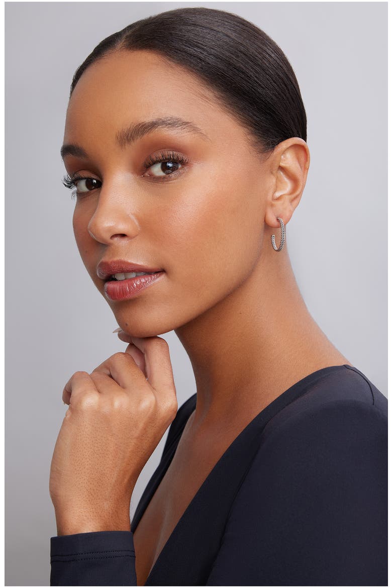 Caviar Hoop Earrings, Alternate, color, STERLING SILVER