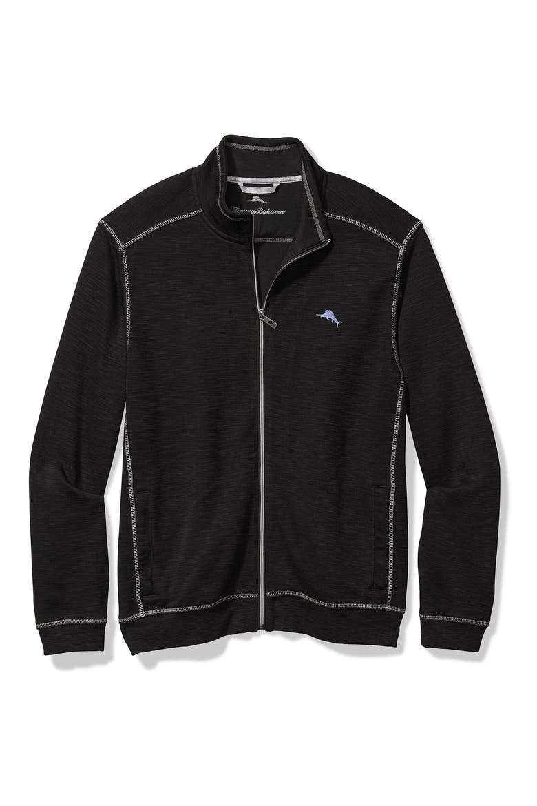 Tobago Bay Slub Rib Zip Front Jacket, Main, color, BLACK
