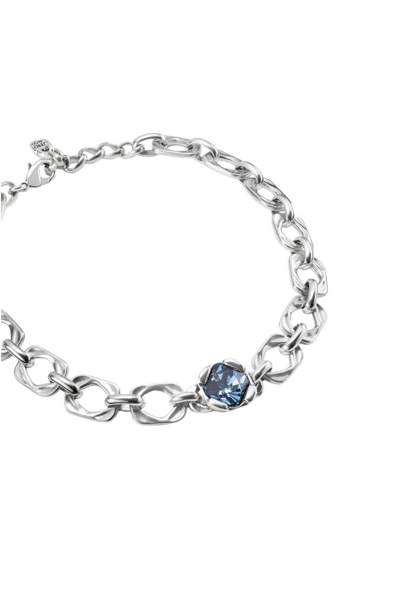 UNODE50 Wide Link Blue Crystal Necklace, Alternate, color, Silver
