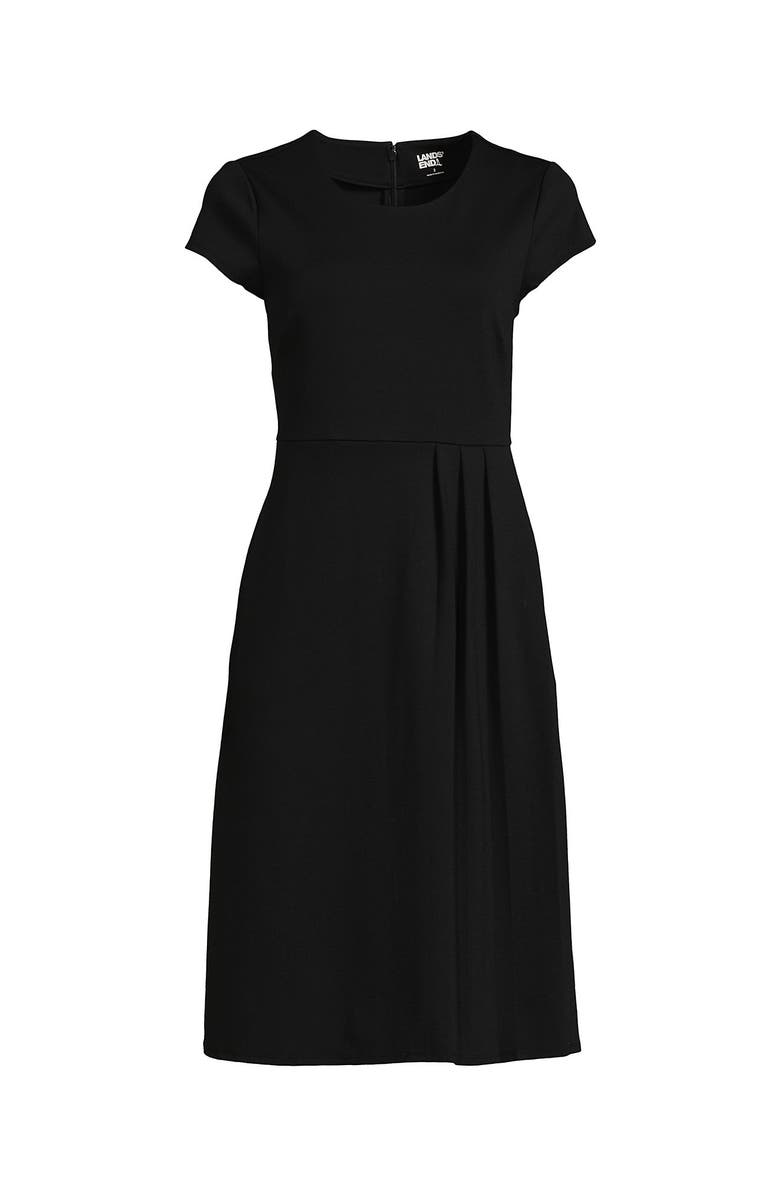 Lands' End Cap Sleeve Box Pleat Ponte Dress, Alternate, color, 