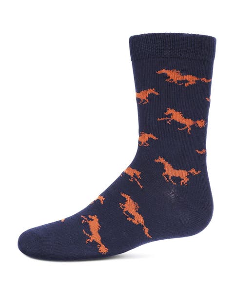 Galloping Horse Crew Socks (Big Kid)