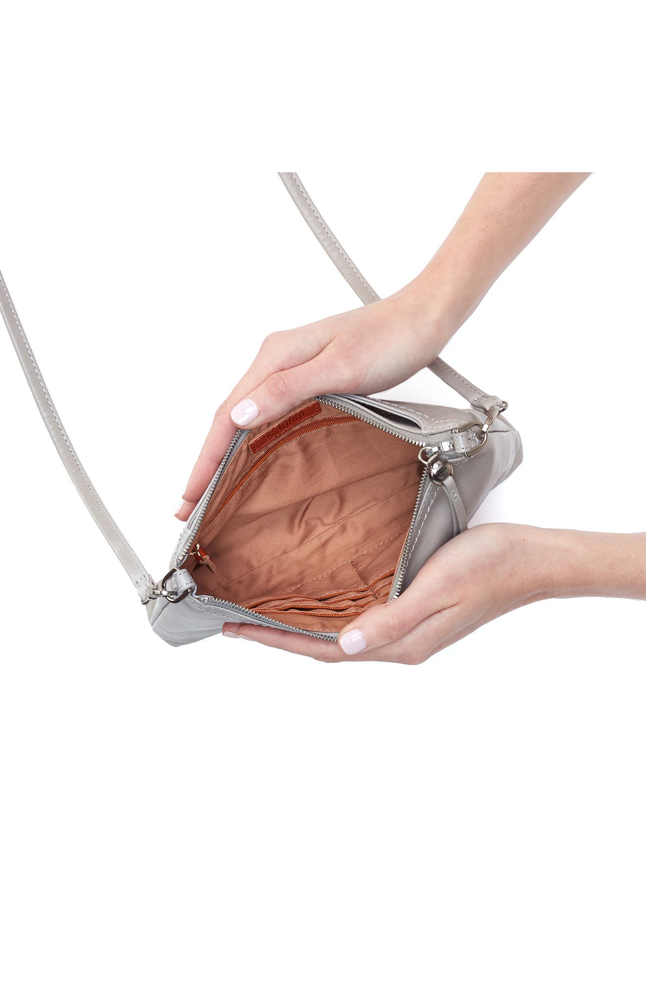 HOBO Darcy Convertible Leather Crossbody Bag, Alternate, color, Light Grey