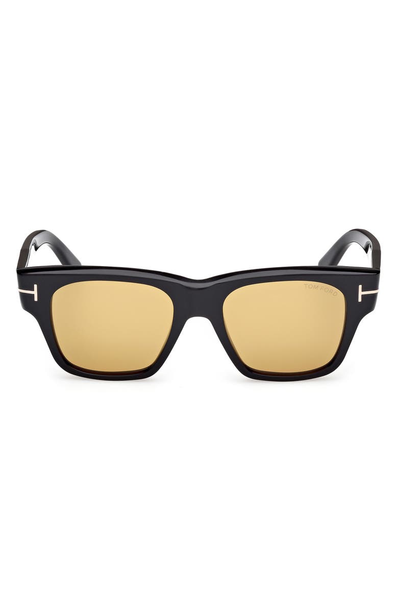 TOM FORD 53mm Square Sunglasses, Main, color, Shiny Black Eco / Vicuna