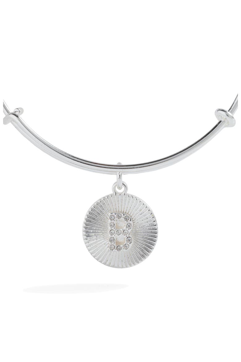 Pave Starburst Texture Initial Bangle Bracelet, Alternate, color, Silver - B