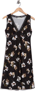 Loveappella Lace Trim Midi Dress