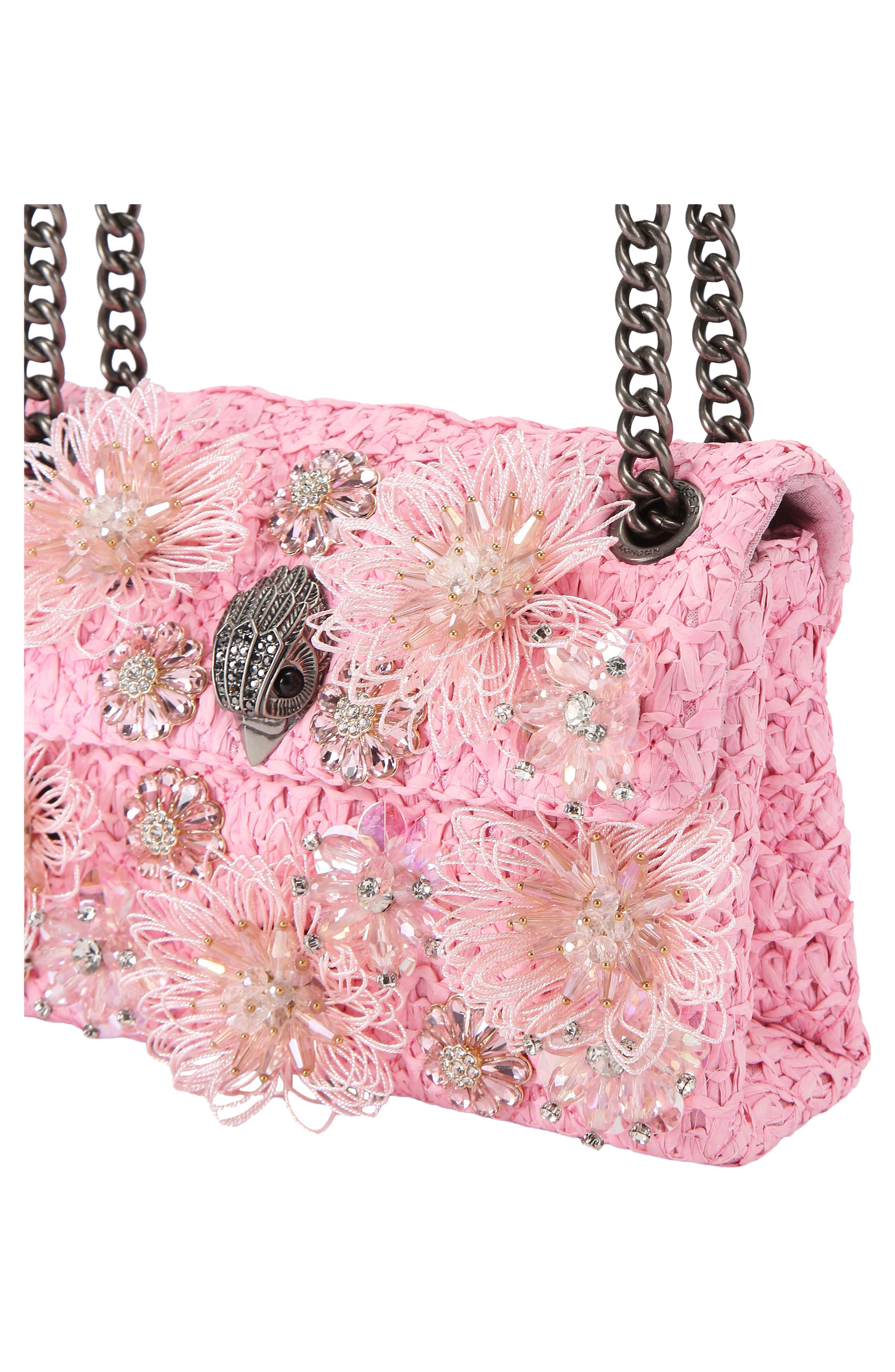 Kurt Geiger London Mini Kensington Raffia Convertible Shoulder Bag, Alternate, color, Pink