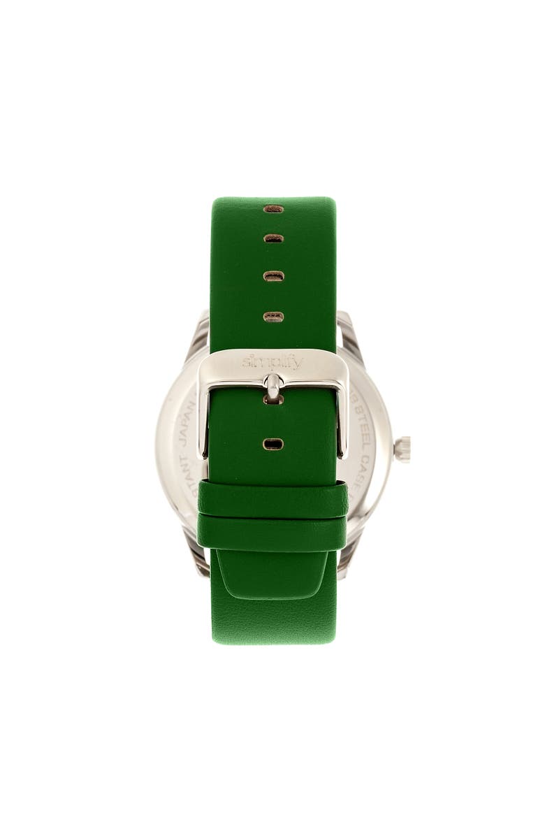 SIMPLIFY The 6300 Leather-Band Watch, Alternate, color, Olive/White