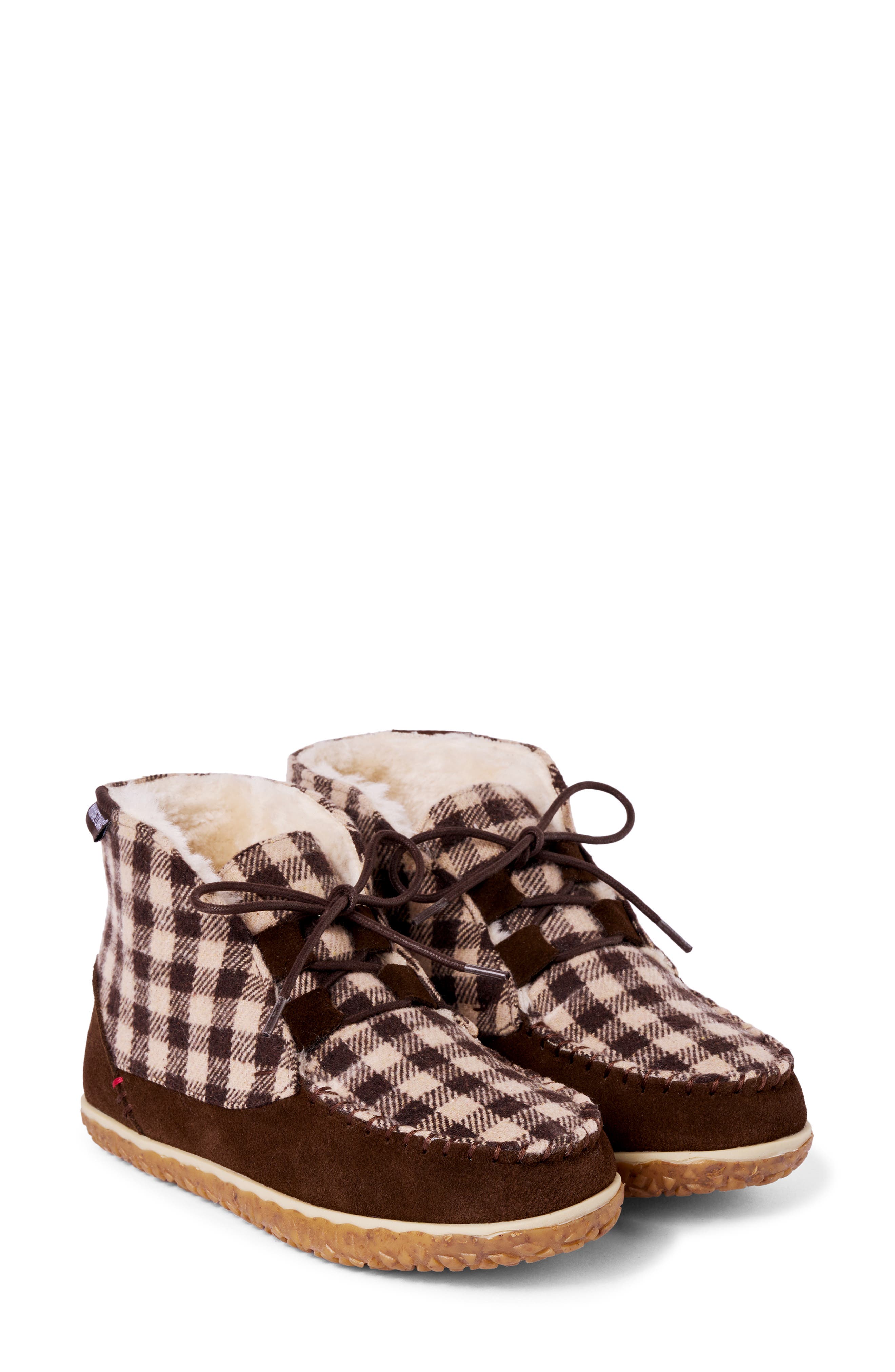 Torrey Faux Shearling Lined Bootie, Alternate, color, BROWN GINGHAM PLAID