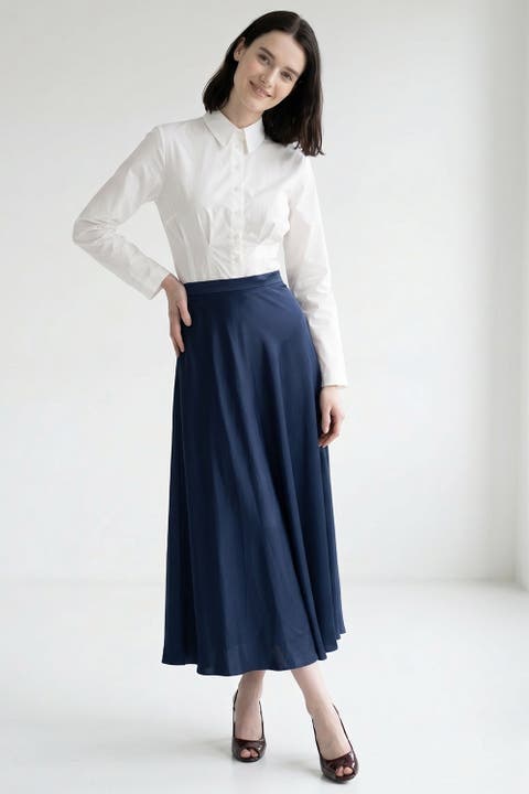 Nayaine A Line Zippered Midi Skirt
