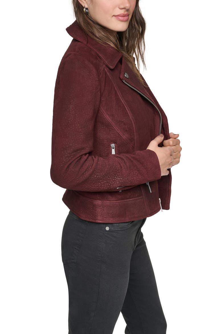 Heritage Castile Nubuck Leather Moto Jacket, Alternate, color, AUBERGINE
