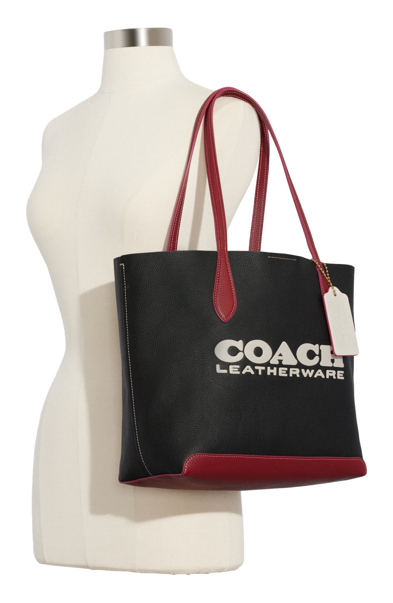 COACH Pebbled Leather Logo Tote, Alternate, color, 