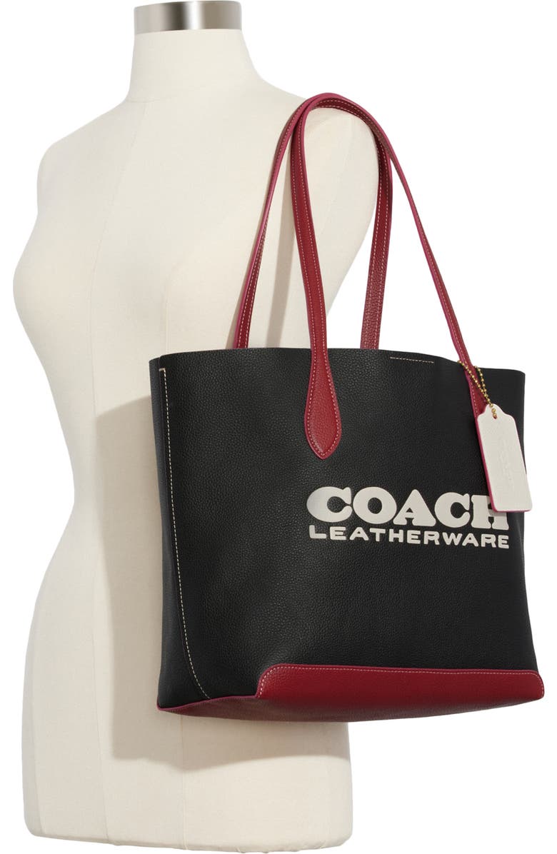 COACH Pebbled Leather Logo Tote, Alternate, color,