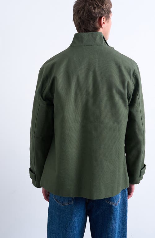 Topman Double Pocket Cotton Canvas Jacket In Green