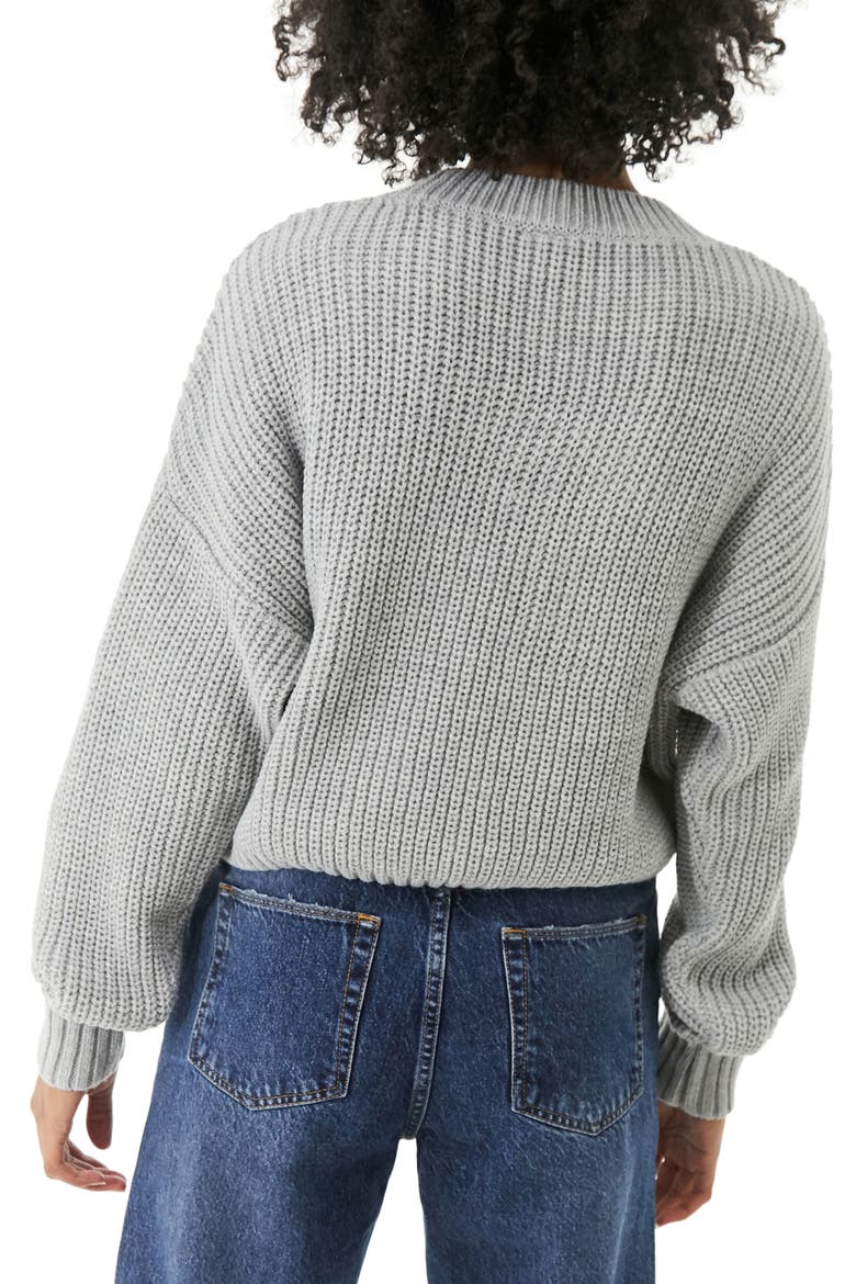 Shaker Stitch Crop Sweater, Alternate, color, GREY