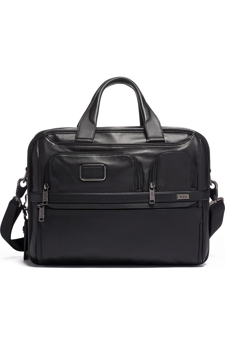 TUMI Alpha 3 Expandable Organizer Leather Laptop Briefcase, Main, color,