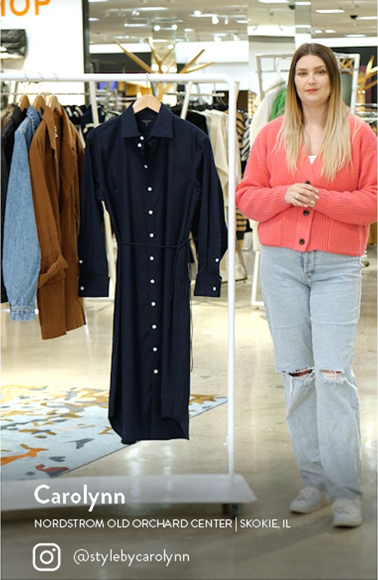 Diana Long Sleeve Cotton Poplin Shirtdress, sales video thumbnail