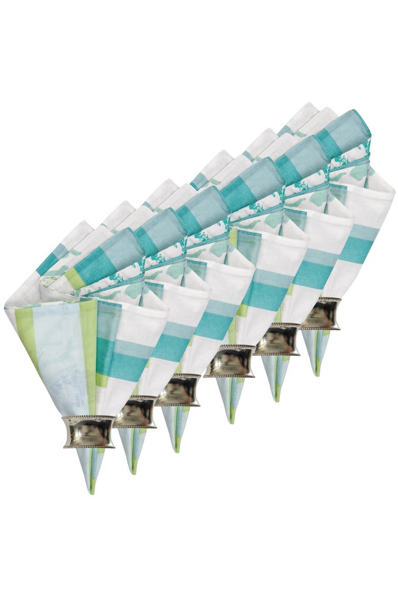 Aquarius Cotton Reversible Napkin, Set of 6, Alternate, color, Green