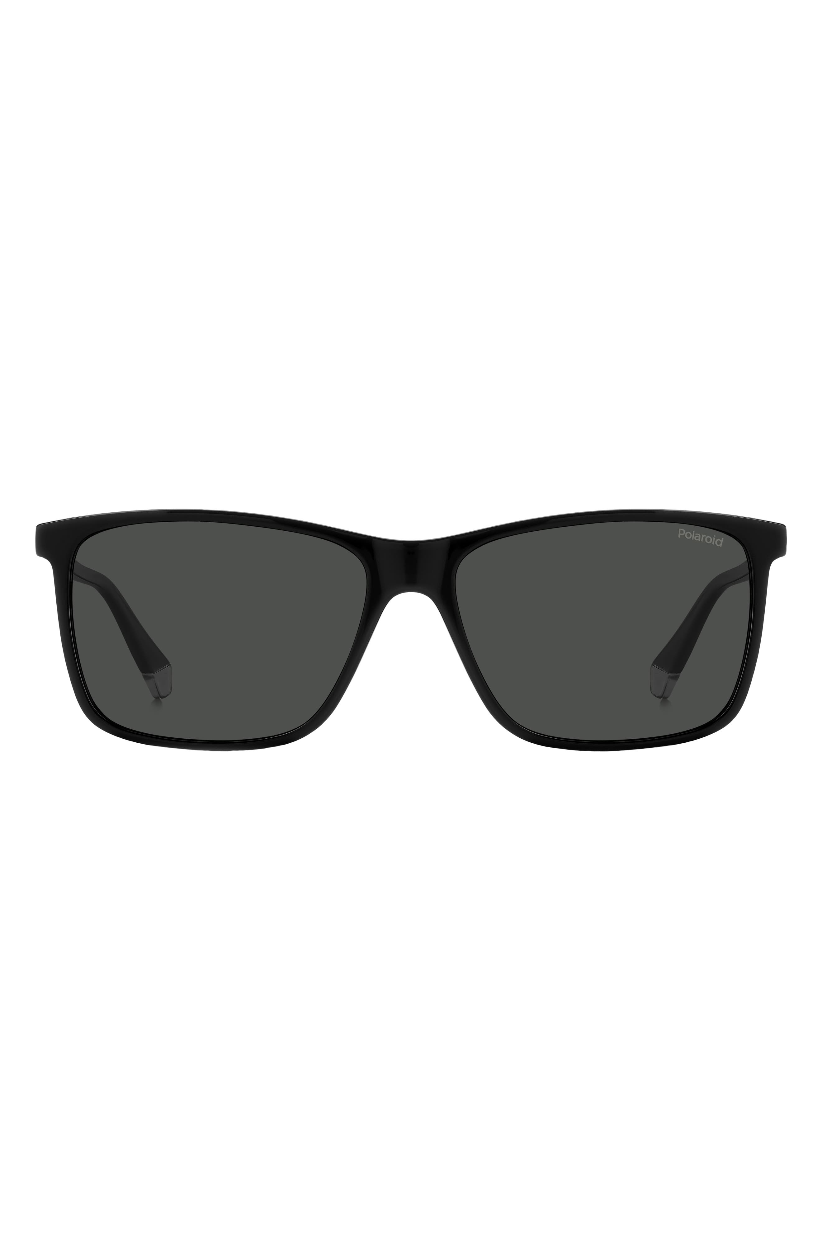 Polaroid Kids' 58mm Polarized Rectangular Sunglasses in Black/Grey Polarized 