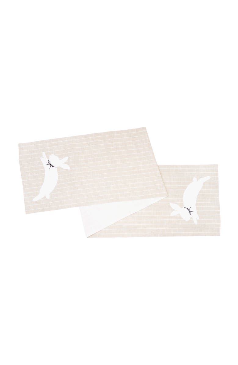 C&F Home White Bunny Hop Stripe Table Runner 14" x 72", Main, color, Beige
